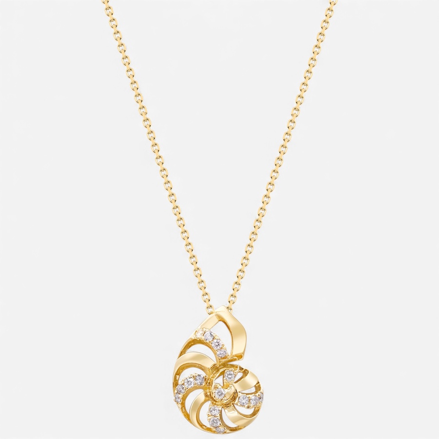 Image 748148.jpg, Product 748-148 / Price $1,399.99, 14K Yellow Gold 0.13ctw Diamond Seashell Pendant with Chain from Diamond Show on TSC.ca's Jewellery department