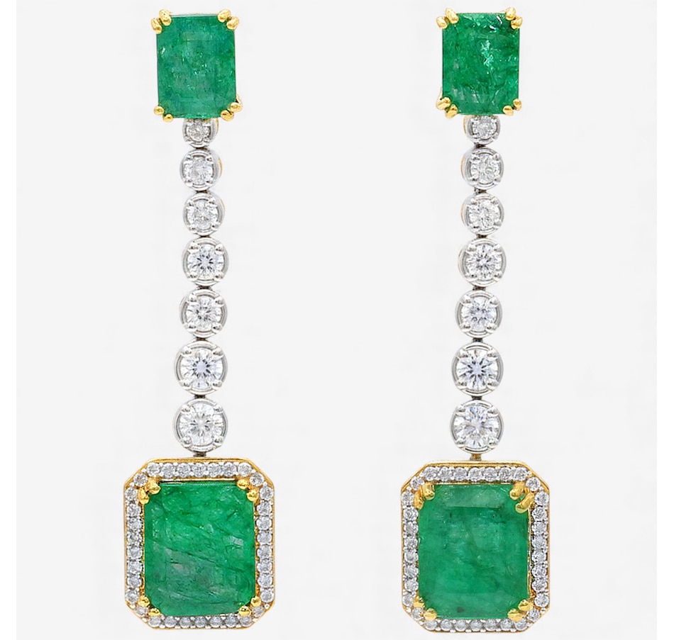 Image 748184.jpg, Product 748-184 / Price $499.99, Gems en Vogue Palladium Silver Zambian Emerald and White Zircon Earrings from Gems En Vogue on TSC.ca's Jewellery department