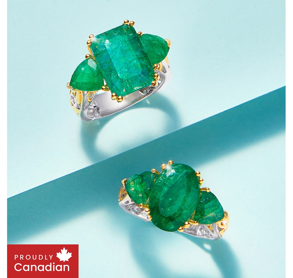 Image 748187_ALTMORE100.jpg, Product 748-187 / Price $219.99, Gems en Vogue Palladium Silver Zambian Emerald Three Stone Ring from Gems En Vogue on TSC.ca's Jewellery department