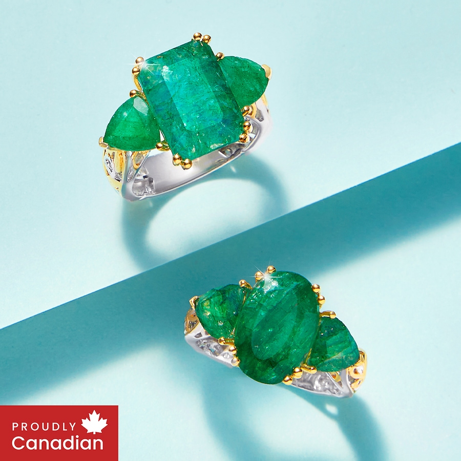 Image 748187_ALTMORE100.jpg, Product 748-187 / Price $449.99, Gems en Vogue Palladium Silver Zambian Emerald Three Stone Ring from Gems En Vogue on TSC.ca's Jewellery department