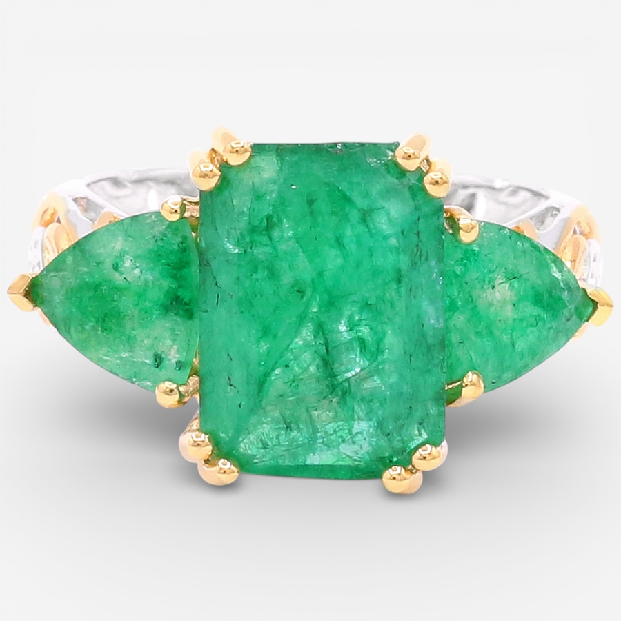 Image 748187_OTGN.jpg, Product 748-187 / Price $449.99, Gems en Vogue Palladium Silver Zambian Emerald Three Stone Ring from Gems En Vogue on TSC.ca's Jewellery department