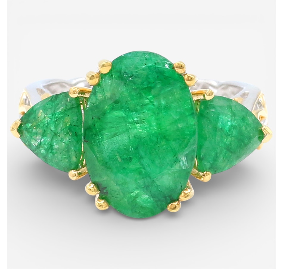 Image 748187_OVL.jpg, Product 748-187 / Price $219.99, Gems en Vogue Palladium Silver Zambian Emerald Three Stone Ring from Gems En Vogue on TSC.ca's Jewellery department