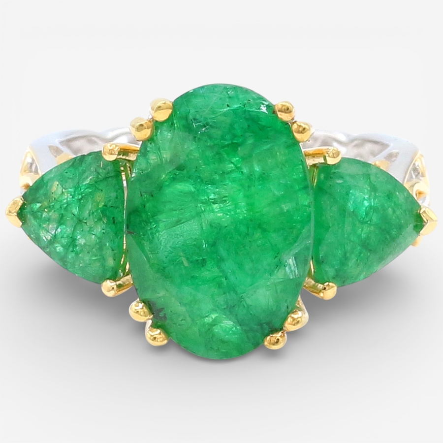 Image 748187_OVL.jpg, Product 748-187 / Price $449.99, Gems en Vogue Palladium Silver Zambian Emerald Three Stone Ring from Gems En Vogue on TSC.ca's Jewellery department