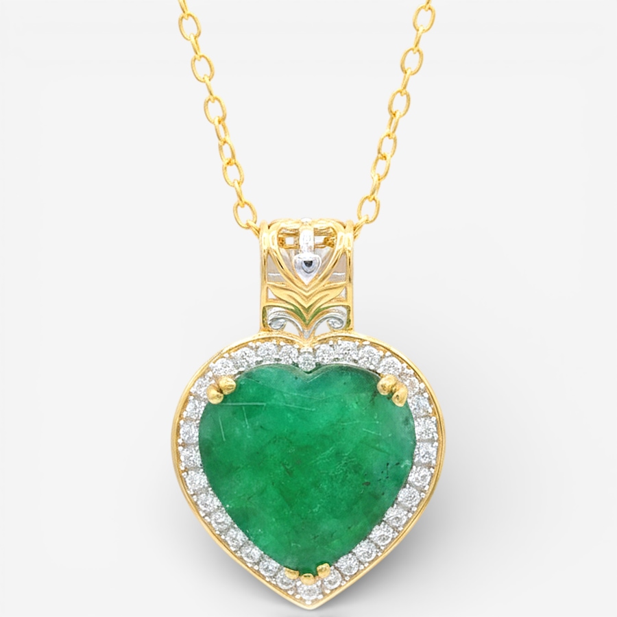 Image 748188_HEA.jpg, Product 748-188 / Price $399.99, Gems en Vogue Palladium Silver Zambian Emerald And White Zircon Pendant from Gems En Vogue on TSC.ca's Jewellery department