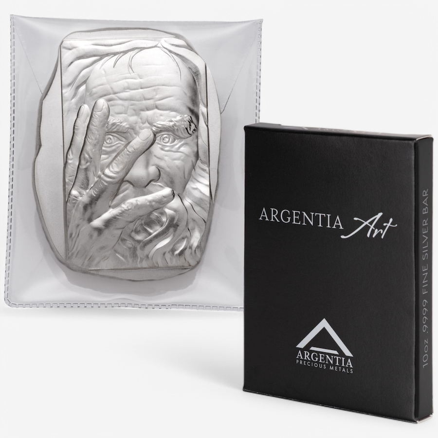 Image 748274.jpg, Product 748-274 / Price $1,578.00, 10-Ounce Fine Silver Art Bar Thinking Man, Argentia - Brilliant Finish from Argentia on TSC.ca's Coins department