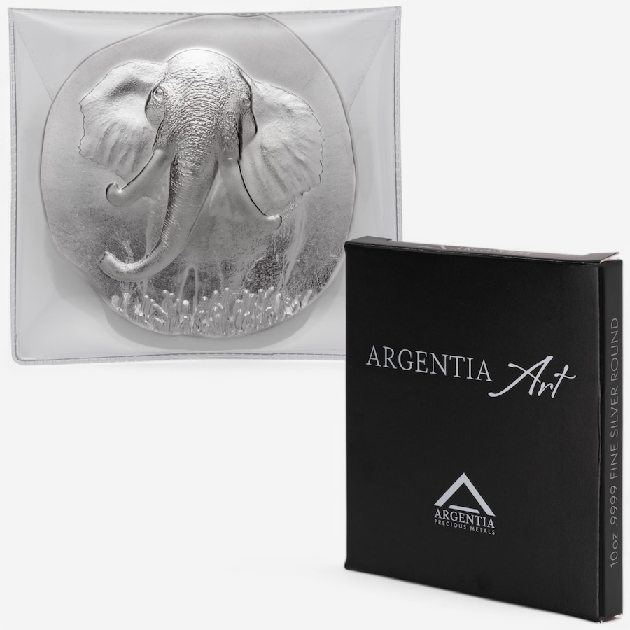 Image 748277.jpg, Product 748-277 / Price $1,578.00, 10-Ounce Fine Silver Elephant Argentia Art Round, Brilliant Finish from Argentia on TSC.ca's Coins department