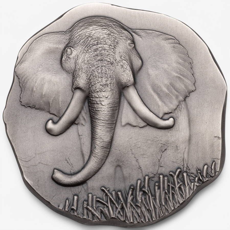 Image 748288_ALTMORE1.jpg, Product 748-288 / Price $1,588.00, 10-Ounce Fine Silver Elephant Argentia Art Round, Antique Finish from Argentia on TSC.ca's Coins department
