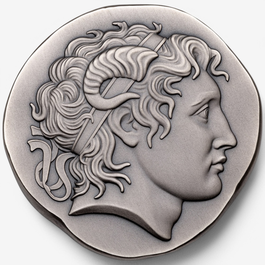 Image 748291_ALTMORE1.jpg, Product 748-291 / Price $798.00, Five-Ounce Fine Silver Alexander Argentia Art Round, Antique Finish from Argentia on TSC.ca's Coins department