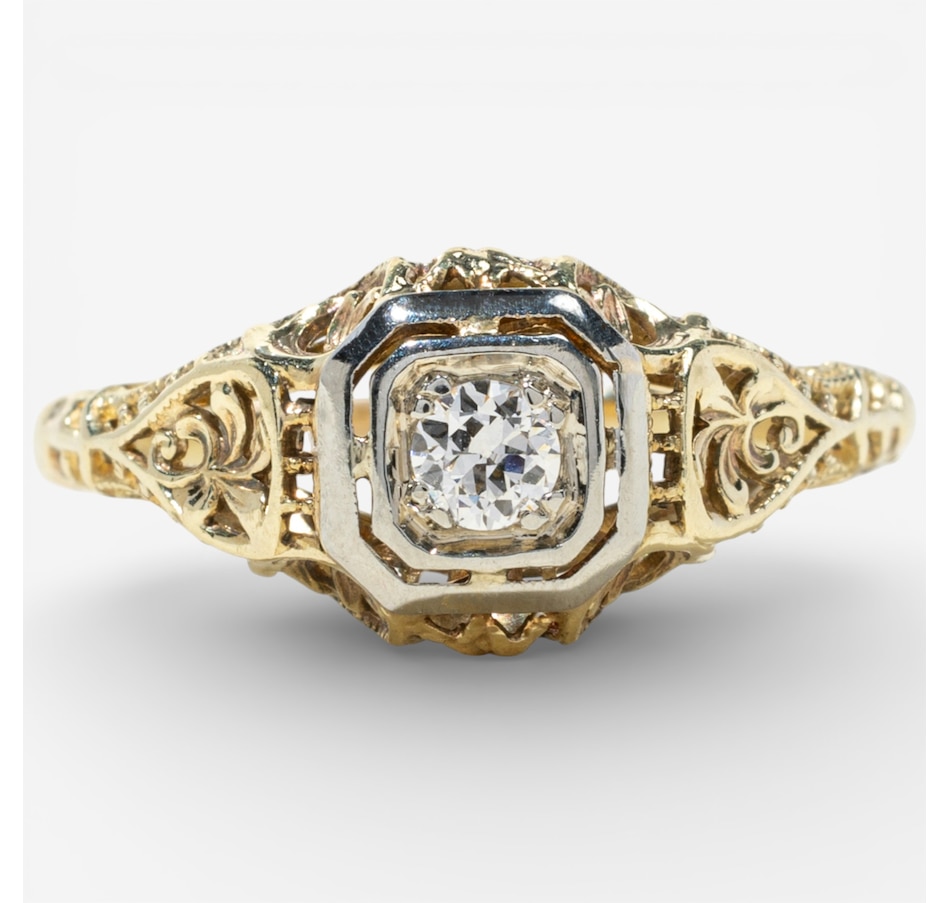 Image 748313.jpg, Product 748-313 / Price $1,495.00, Estate Originals 14K Yellow and White Gold 0.10-Carat Old European-Cut Diamond Solitaire Ring from Estate Originals on TSC.ca's Jewellery department