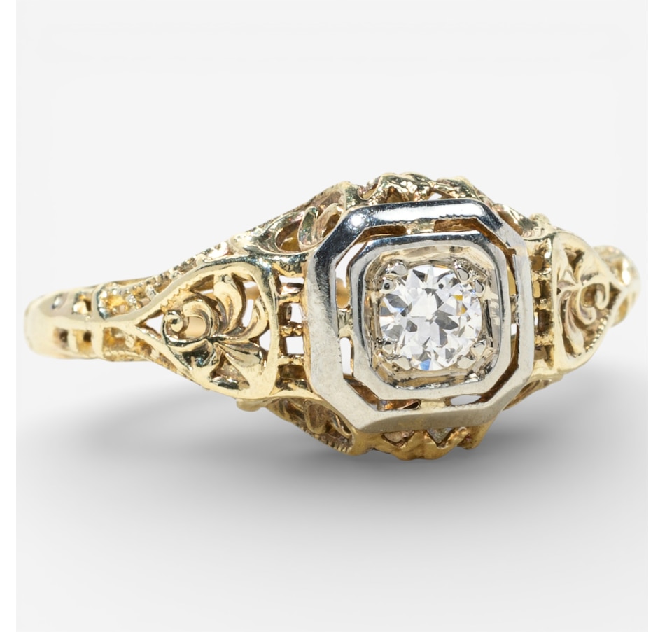 Image 748313_ALTMORE1.jpg, Product 748-313 / Price $1,495.00, Estate Originals 14K Yellow and White Gold 0.10-Carat Old European-Cut Diamond Solitaire Ring from Estate Originals on TSC.ca's Jewellery department