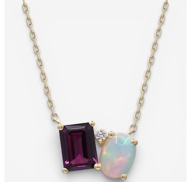 Cirari 14K Yellow Gold Ethiopian Opal, Rhodolite and Diamond Necklace