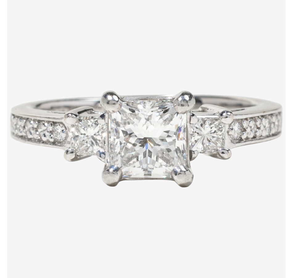 Image 748423.jpg, Product 748-423 / Price $7,995.00, Estate Originals Custom Made Platinum and 18K White Gold .91 Carat Princess Cut Diamond Ring with Princess Cut Shoulders and a Diamond Band from Estate Originals on TSC.ca's Jewellery department