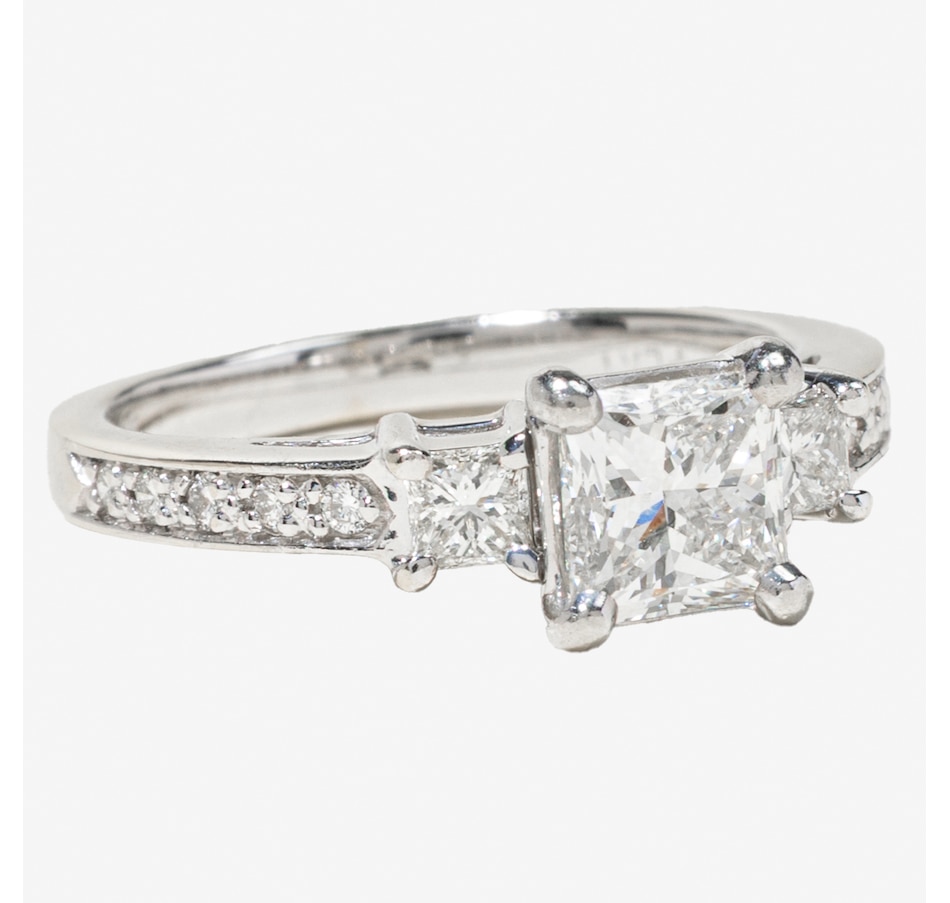 Image 748423_ALTMORE1.jpg, Product 748-423 / Price $7,995.00, Estate Originals Custom Made Platinum and 18K White Gold .91 Carat Princess Cut Diamond Ring with Princess Cut Shoulders and a Diamond Band from Estate Originals on TSC.ca's Jewellery department