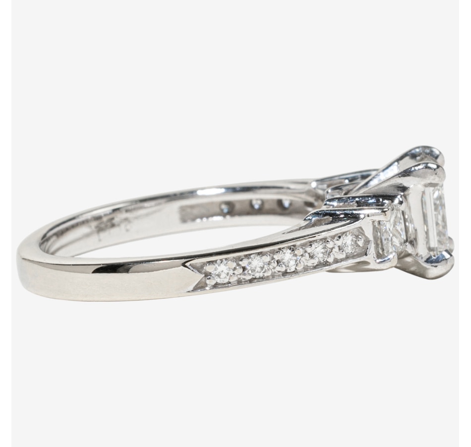 Image 748423_ALTMORE2.jpg, Product 748-423 / Price $7,995.00, Estate Originals Custom Made Platinum and 18K White Gold .91 Carat Princess Cut Diamond Ring with Princess Cut Shoulders and a Diamond Band from Estate Originals on TSC.ca's Jewellery department