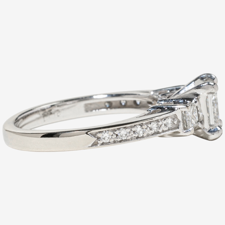 Image 748423_ALTMORE2.jpg, Product 748-423 / Price $7,995.00, Estate Originals Custom Made Platinum and 18K White Gold .91 Carat Princess Cut Diamond Ring with Princess Cut Shoulders and a Diamond Band from Estate Originals on TSC.ca's Jewellery department