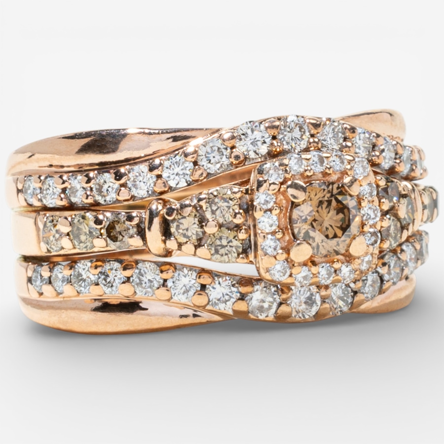 Image 748427_ALTMORE1.jpg, Product 748-427 / Price $3,595.00, Estate Originals 14K Rose Gold Champagne and White Diamond Ring and Matching Soldered 10K Rose Gold Diamond Wedding Bands from Estate Originals on TSC.ca's Jewellery department