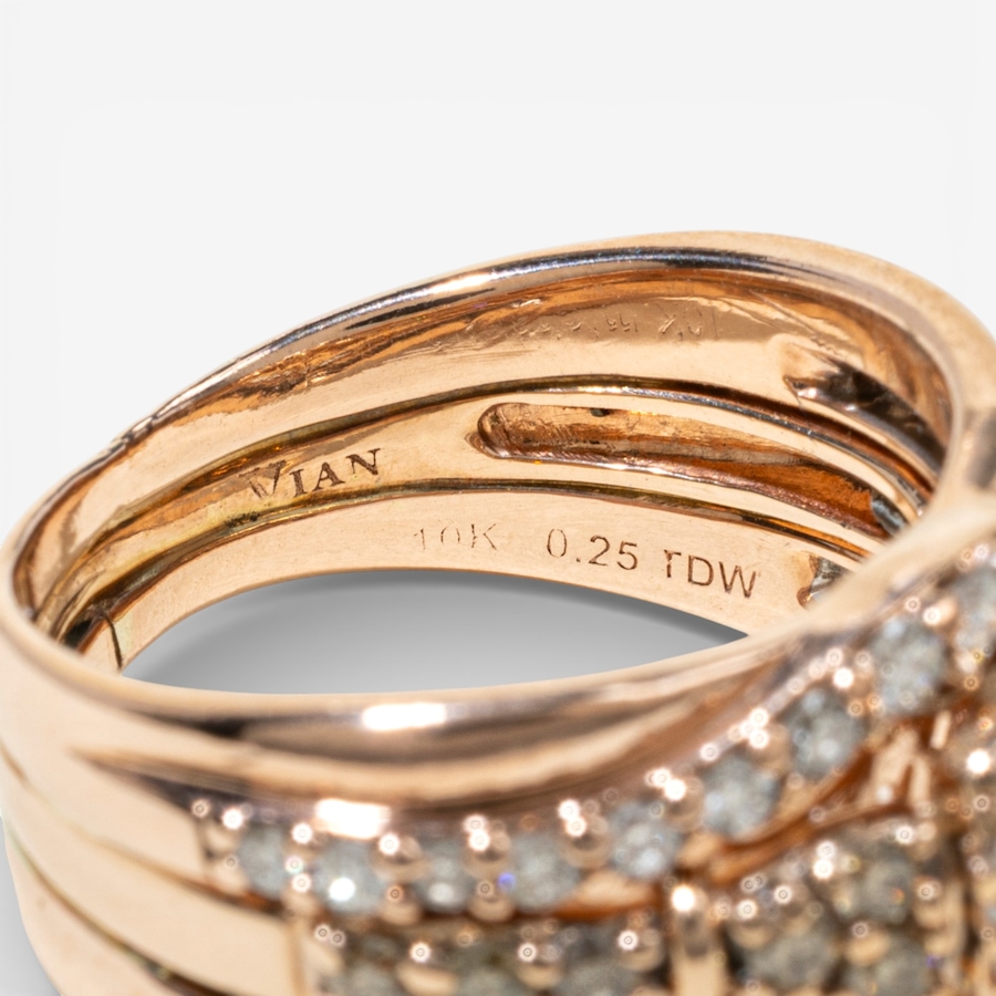 Image 748427_ALTMORE5.jpg, Product 748-427 / Price $3,595.00, Estate Originals 14K Rose Gold Champagne and White Diamond Ring and Matching Soldered 10K Rose Gold Diamond Wedding Bands from Estate Originals on TSC.ca's Jewellery department