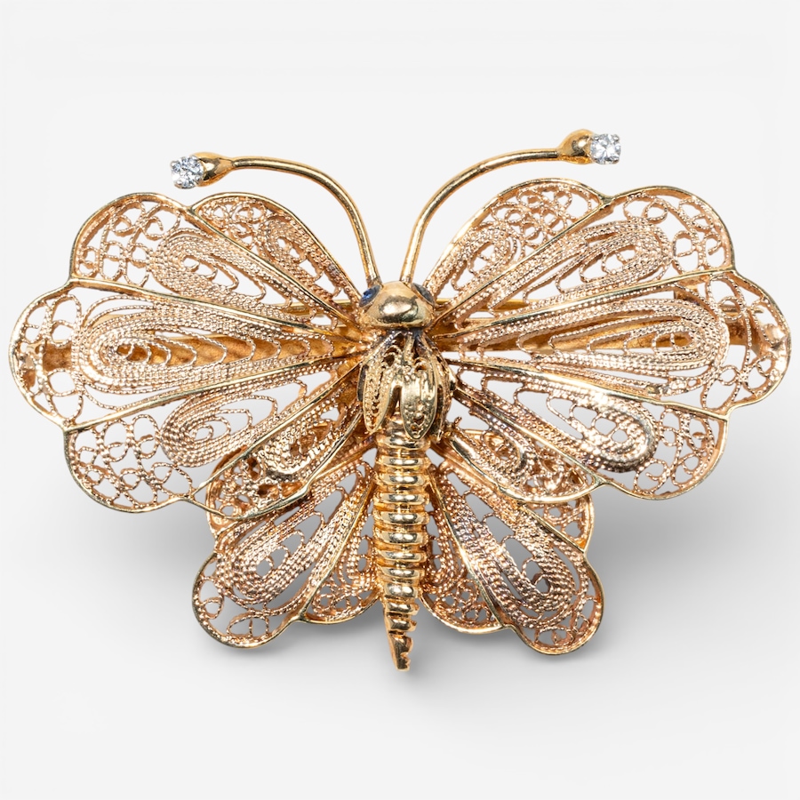 Image 748441.jpg, Product 748-441 / Price $6,495.00, Estate Originals 18K Yellow and White Gold Filigree Butterfly Brooch from Estate Originals on TSC.ca's Jewellery department