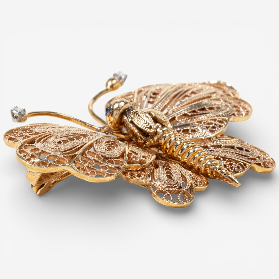 Image 748441_ALTMORE2.jpg, Product 748-441 / Price $6,495.00, Estate Originals 18K Yellow and White Gold Filigree Butterfly Brooch from Estate Originals on TSC.ca's Jewellery department