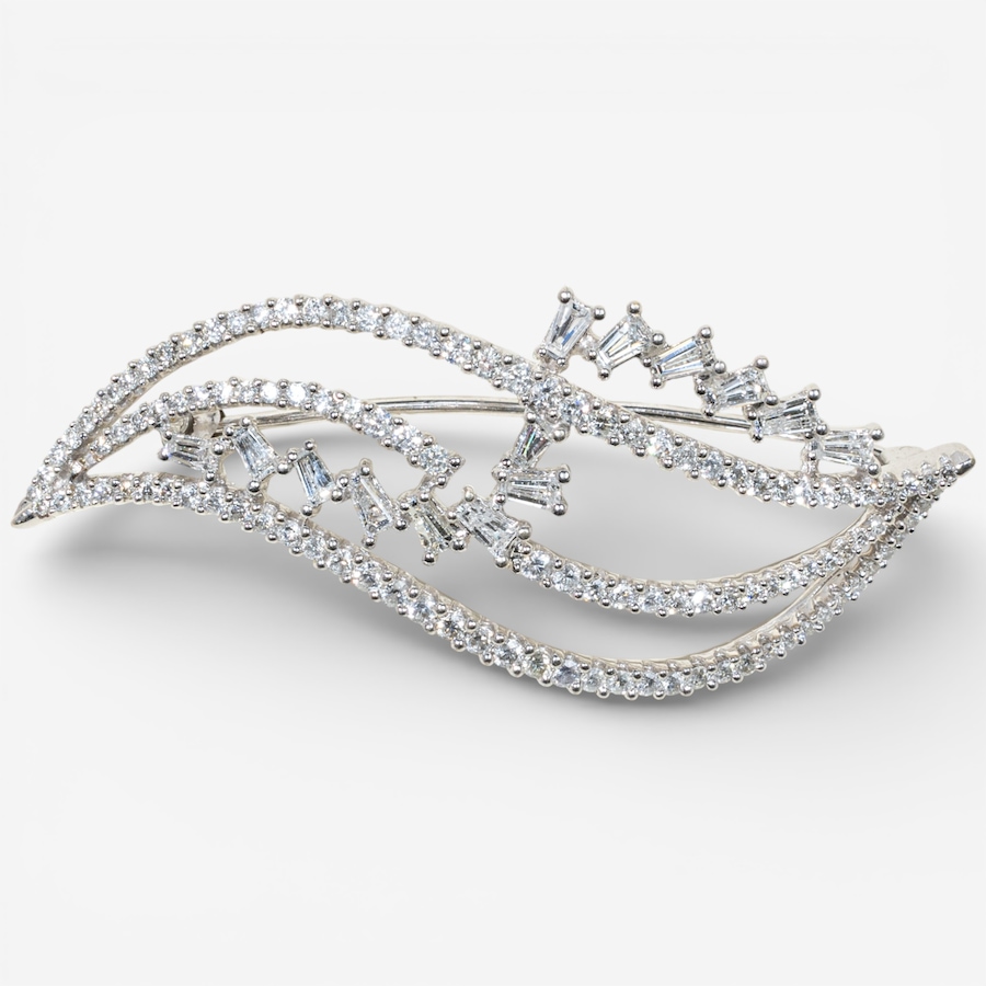 Image 748442.jpg, Product 748-442 / Price $4,895.00, Estate Originals 14K White Gold 2.29 Carat Diamond Swirl Brooch from Estate Originals on TSC.ca's Jewellery department