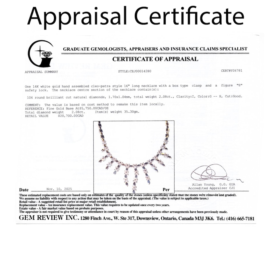 Image 748444_ALTMORE5.jpg, Product 748-444 / Price $9,495.00, Estate Originals 14K White Gold 16" Cleopatra Style Diamond Fringe Necklace from Estate Originals on TSC.ca's Jewellery department