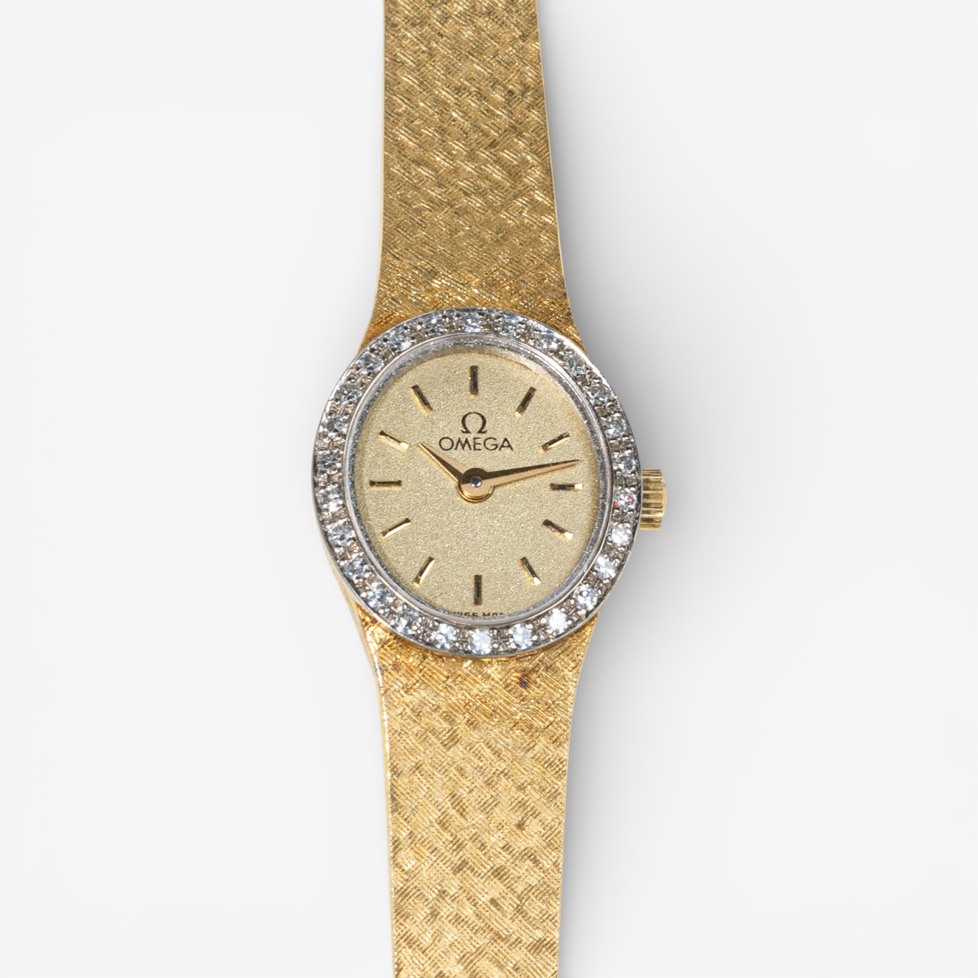 Estate Originals 18K Yellow Gold Diamond-Set Omega Swiss Made Estate Originals 18K Yellow Gold Diamond-Set Omega Swiss Made
