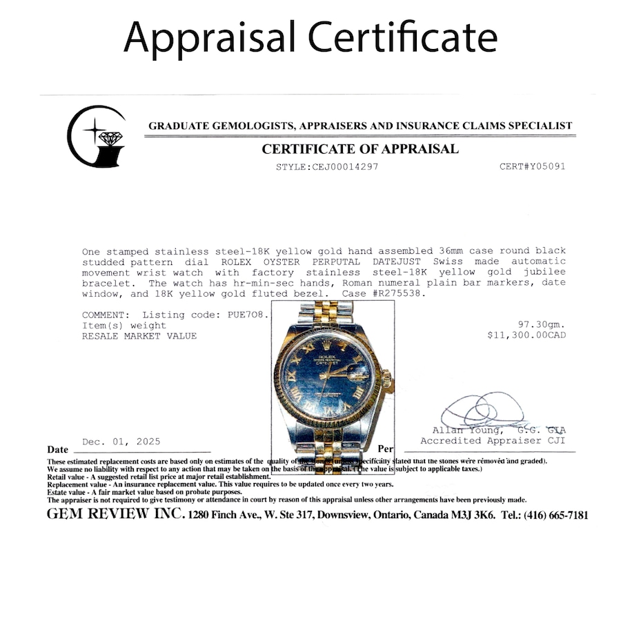 Image 748466_ALTMORE6.jpg, Product 748-466 / Price $9,995.00, Estate Originals Stainless Steel and 18K Yellow Gold Rolex Oyster Perpetual Datejust Swiss watch from Estate Originals on TSC.ca's Jewellery department