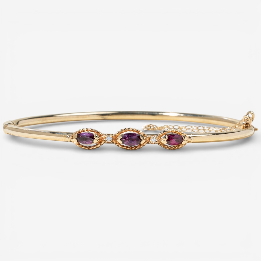 Image 748470.jpg, Product 748-470 / Price $2,295.00, Estate Originals 14K Yellow Gold Marquise Ruby and Diamond Bangle Bracelet from Estate Originals on TSC.ca's Jewellery department