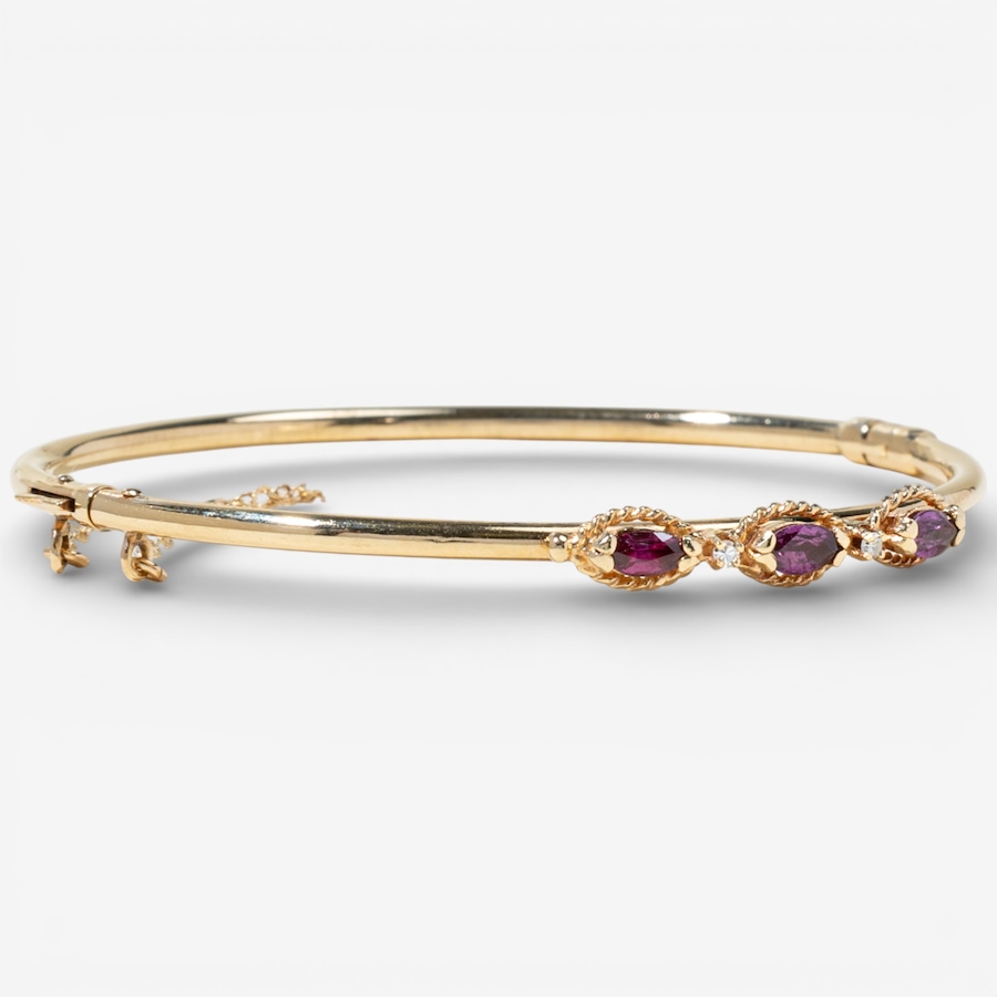 Image 748470_ALTMORE1.jpg, Product 748-470 / Price $2,295.00, Estate Originals 14K Yellow Gold Marquise Ruby and Diamond Bangle Bracelet from Estate Originals on TSC.ca's Jewellery department