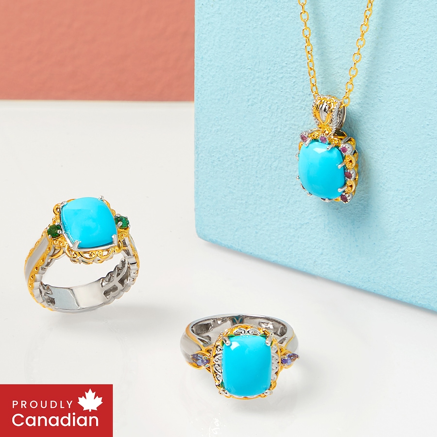 Image 748490_ALTMORE100.jpg, Product 748-490 / Price $649.99, Gems en Vogue Palladium Silver Sleeping Beauty Turquoise and Gemstone Ring from Gems En Vogue on TSC.ca's Jewellery department