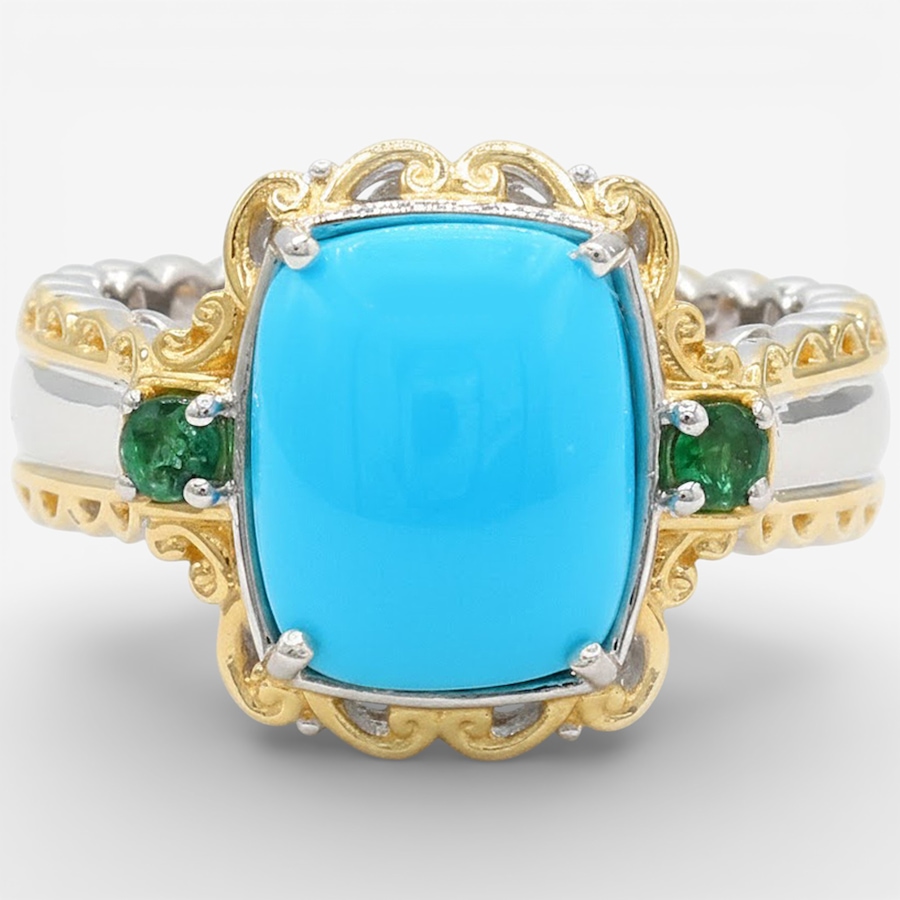 Image 748490_EMR.jpg, Product 748-490 / Price $649.99, Gems en Vogue Palladium Silver Sleeping Beauty Turquoise and Gemstone Ring from Gems En Vogue on TSC.ca's Jewellery department