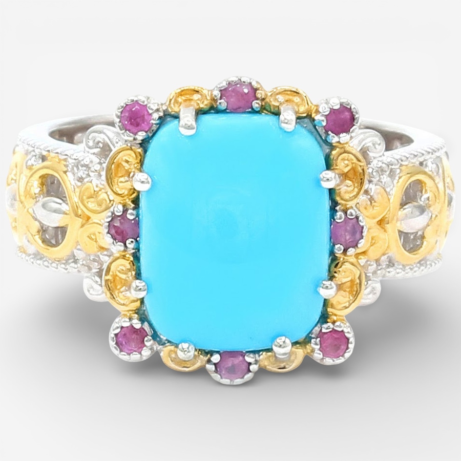 Image 748490_PSA.jpg, Product 748-490 / Price $649.99, Gems en Vogue Palladium Silver Sleeping Beauty Turquoise and Gemstone Ring from Gems En Vogue on TSC.ca's Jewellery department