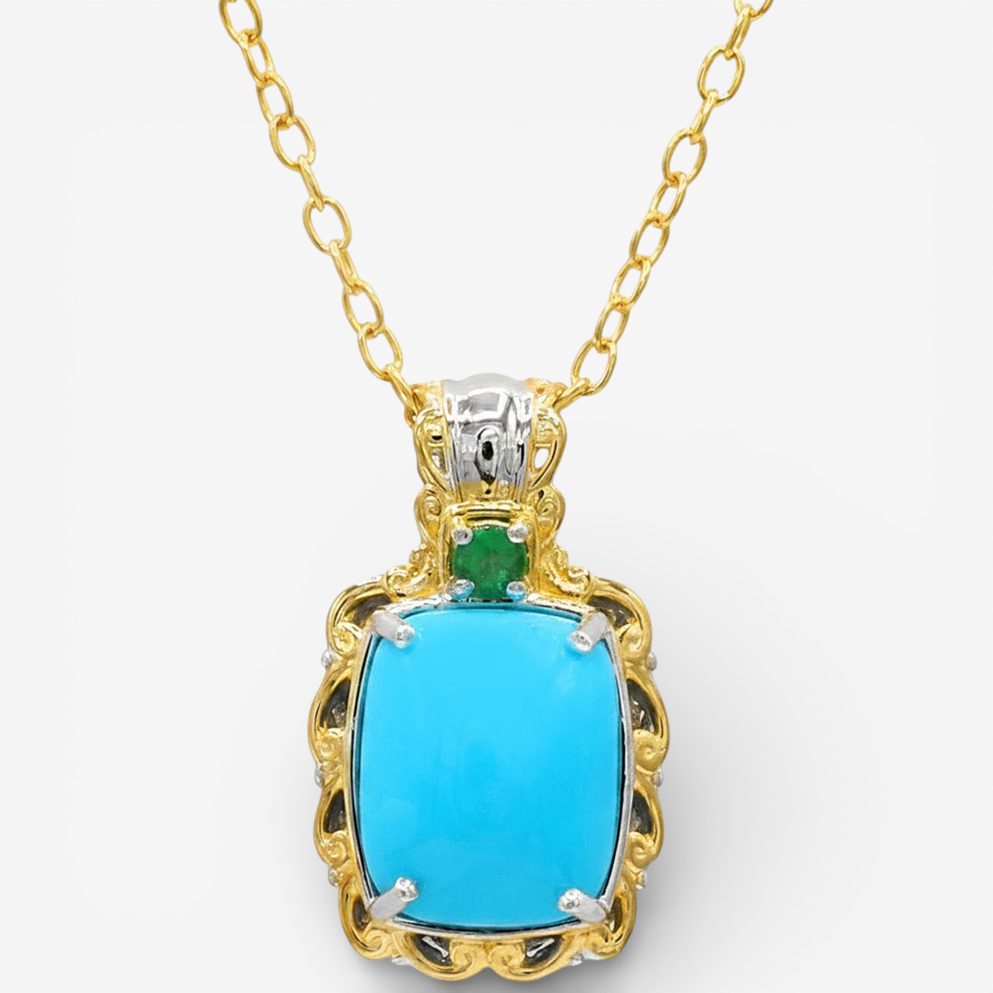 Gems en Vogue Palladium Silver Sleeping Beauty Turquoise and Gemstone