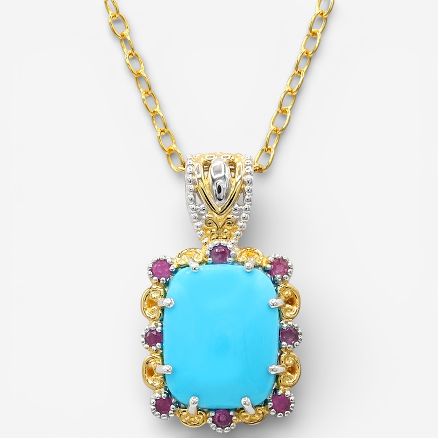 Image 748491_PSA.jpg, Product 748-491 / Price $649.99, Gems en Vogue Palladium Silver Sleeping Beauty Turquoise and Gemstone Pendant with Chain from Gems En Vogue on TSC.ca's Jewellery department