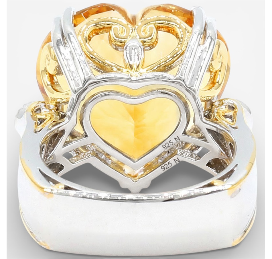 Image 748493_ALTMORE2.jpg, Product 748-493 / Price $399.99, Gems En Vogue Palladium Silver Heart Shape Citrine & White Zircon Ring from Gems En Vogue on TSC.ca's Jewellery department