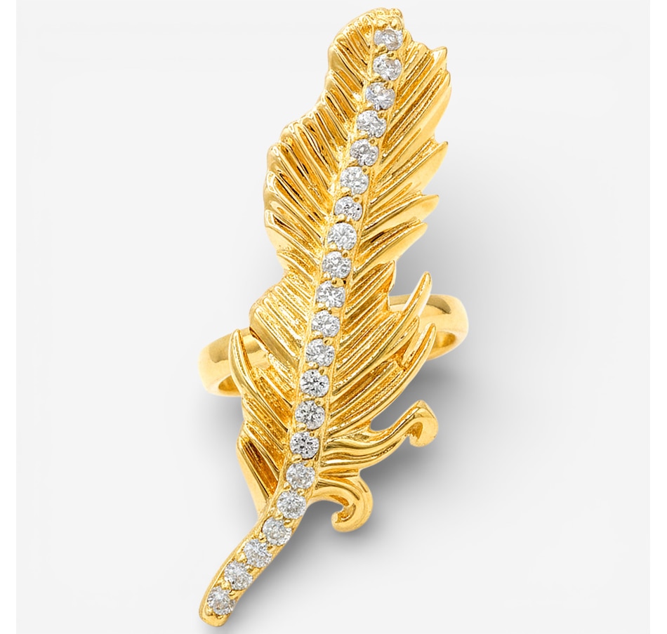 Image 748510.jpg, Product 748-510 / Price $119.99, Gems en Vogue Palladium Silver White Zircon Feather Ring from Gems En Vogue on TSC.ca's Jewellery department