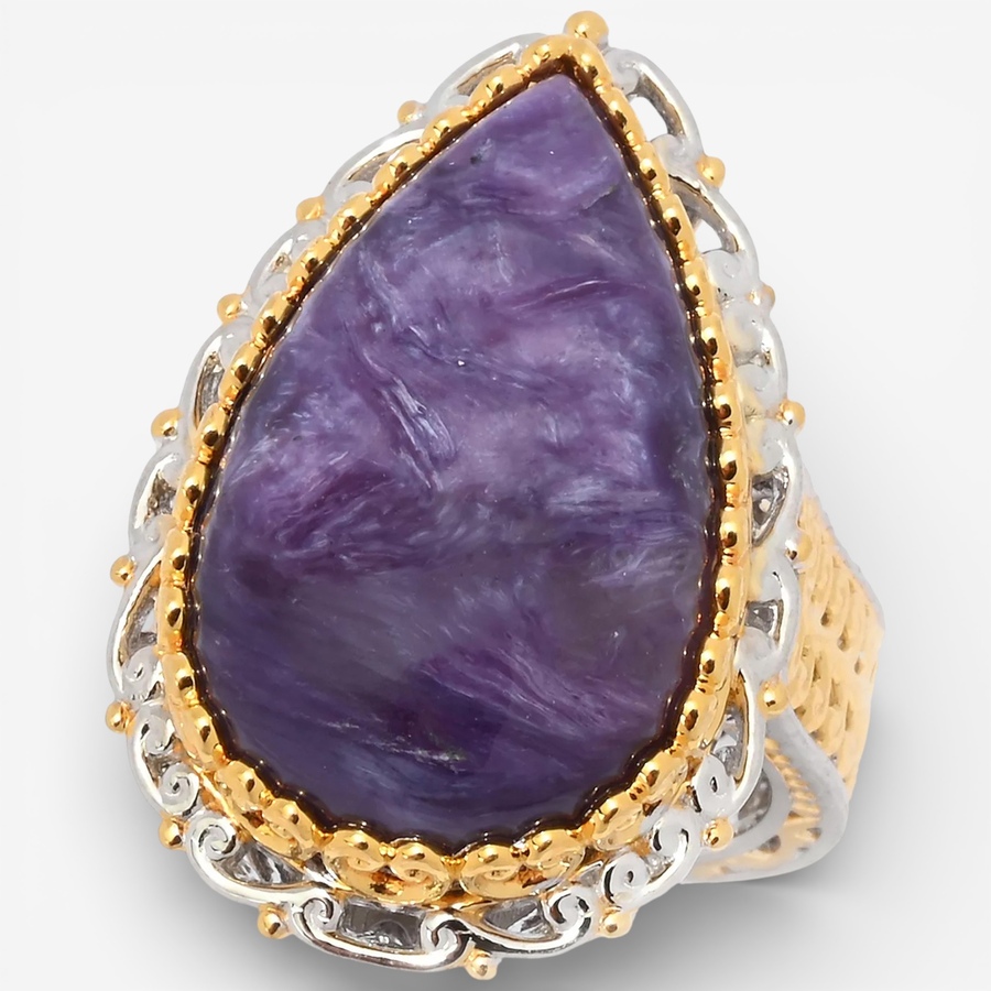 Image 748514.jpg, Product 748-514 / Price $229.99, Gems en Vogue Palladium Silver Pear Shaped Charoite Ring from Gems En Vogue on TSC.ca's Jewellery department