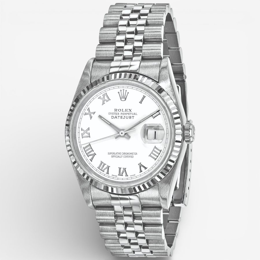 Image 748527.jpg, Product 748-527 / Price $14,799.99, Swiss Crown Pre-Owned Rolex - Independently Certified - 36-mm Stainless Steel Datejust Watch with Jubilee Bracelet and White Roman Dial from Swiss Crown on TSC.ca's Jewellery department