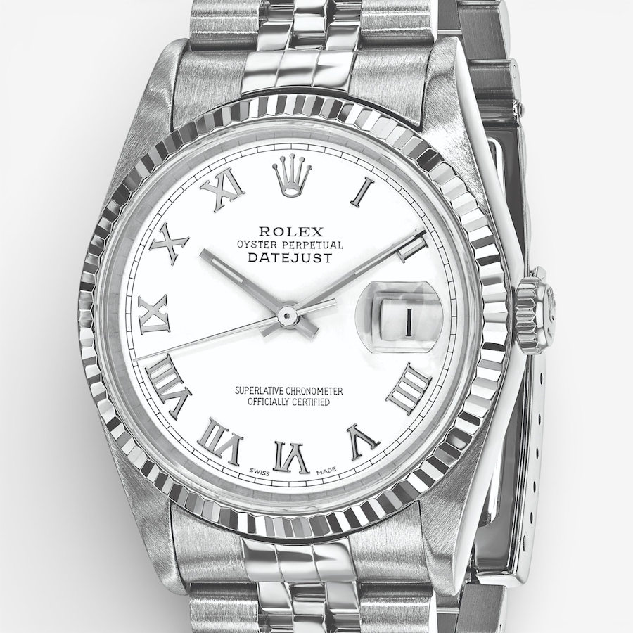 Image 748527_ALTMORE4.jpg, Product 748-527 / Price $14,799.99, Swiss Crown Pre-Owned Rolex - Independently Certified - 36-mm Stainless Steel Datejust Watch with Jubilee Bracelet and White Roman Dial from Swiss Crown on TSC.ca's Jewellery department