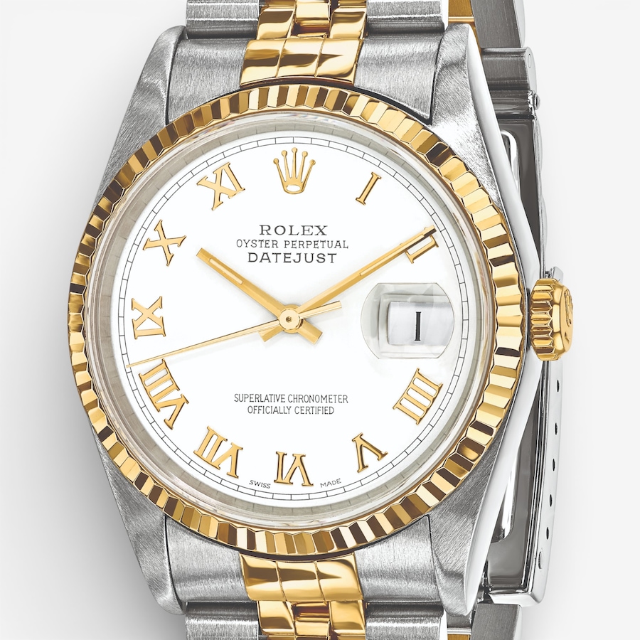 Image 748530_ALTMORE4.jpg, Product 748-530 / Price $15,999.99, Swiss Crown Pre-Owned Rolex - Independently Certified - 36-mm Two-Tone Datejust Watch with Jubilee Bracelet and White Roman Dial from Swiss Crown on TSC.ca's Jewellery department