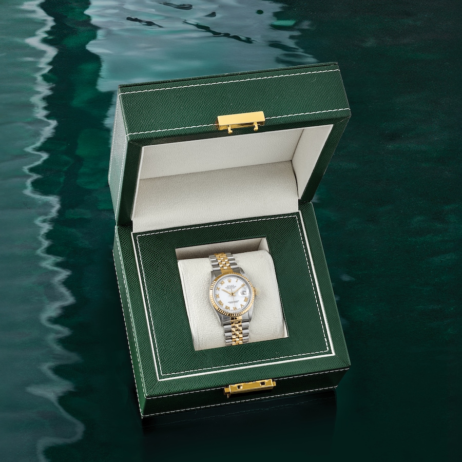 Image 748530_ALTMORE5.jpg, Product 748-530 / Price $15,999.99, Swiss Crown Pre-Owned Rolex - Independently Certified - 36-mm Two-Tone Datejust Watch with Jubilee Bracelet and White Roman Dial from Swiss Crown on TSC.ca's Jewellery department
