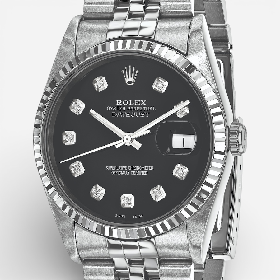 Image 748531_ALTMORE4.jpg, Product 748-531 / Price $15,499.99, Swiss Crown Pre-Owned Rolex - Independently Certified - 36-mm Stainless Steel Datejust Watch with Jubilee Bracelet and Black Diamond Dial from Swiss Crown on TSC.ca's Jewellery department