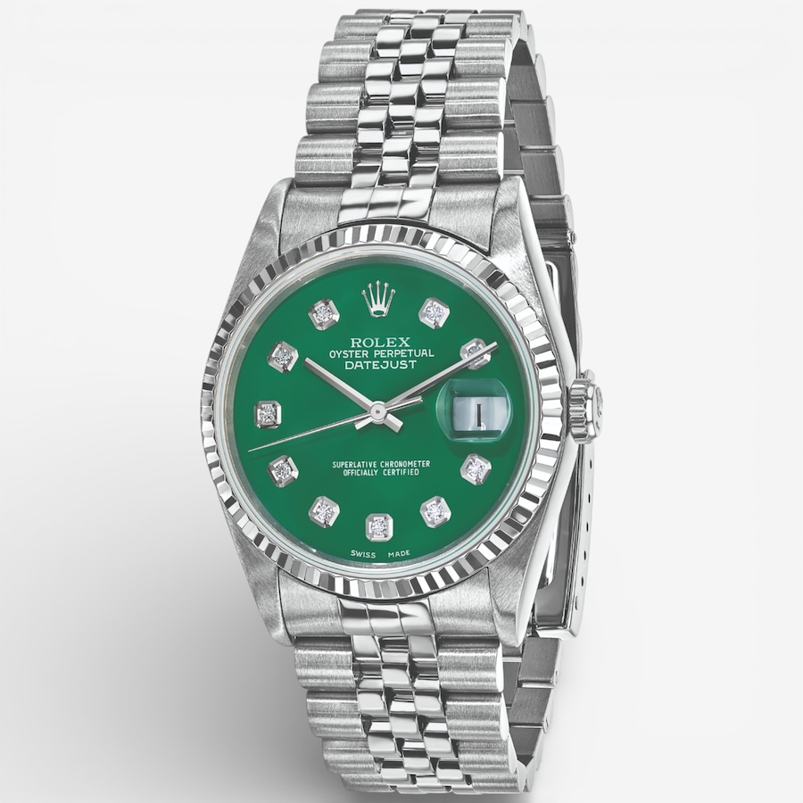 Image 748532.jpg, Product 748-532 / Price $15,499.99, Swiss Crown Pre-Owned Rolex - Independently Certified - 36-mm Stainless Steel Datejust Watch with Jubilee Bracelet and Green Diamond Dial from Swiss Crown on TSC.ca's Jewellery department