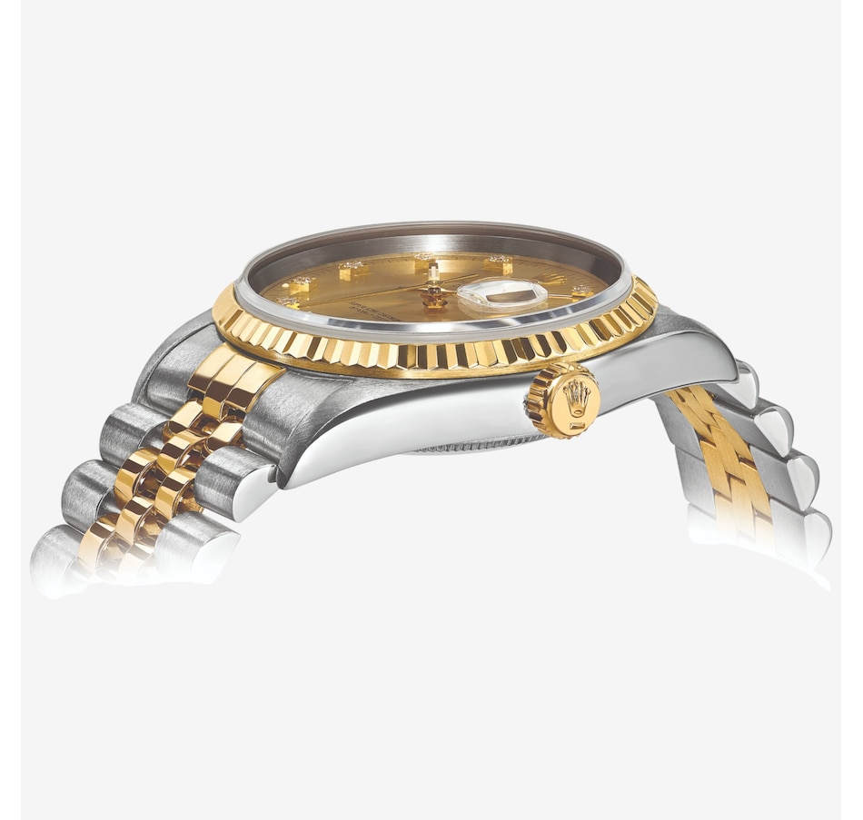 Image 748534_ALTMORE1.jpg, Product 748-534 / Price $16,299.99, Swiss Crown Pre-Owned Rolex - Independently Certified - 36-mm Two-Tone Datejust Watch with Jubilee Bracelet and Champagne Diamond Dial from Swiss Crown on TSC.ca's Jewellery department