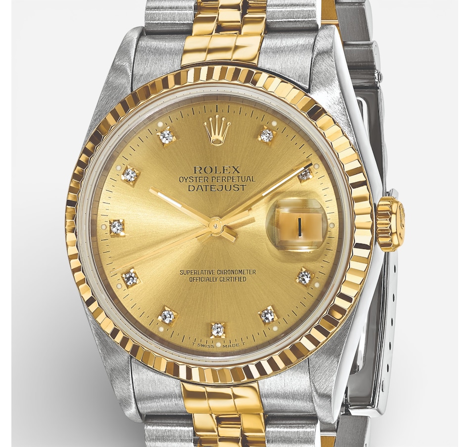 Image 748534_ALTMORE4.jpg, Product 748-534 / Price $16,299.99, Swiss Crown Pre-Owned Rolex - Independently Certified - 36-mm Two-Tone Datejust Watch with Jubilee Bracelet and Champagne Diamond Dial from Swiss Crown on TSC.ca's Jewellery department
