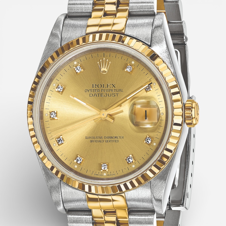 Image 748534_ALTMORE4.jpg, Product 748-534 / Price $16,299.99, Swiss Crown Pre-Owned Rolex - Independently Certified - 36-mm Two-Tone Datejust Watch with Jubilee Bracelet and Champagne Diamond Dial from Swiss Crown on TSC.ca's Jewellery department