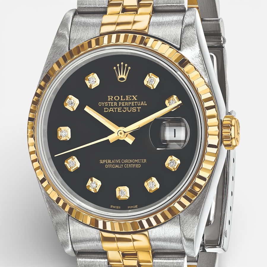 Image 748535_ALTMORE4.jpg, Product 748-535 / Price $16,299.99, Swiss Crown Pre-Owned Rolex - Independently Certified - 36-mm Two-Tone Datejust Watch with Jubilee Bracelet and Black Diamond Dial from Swiss Crown on TSC.ca's Jewellery department