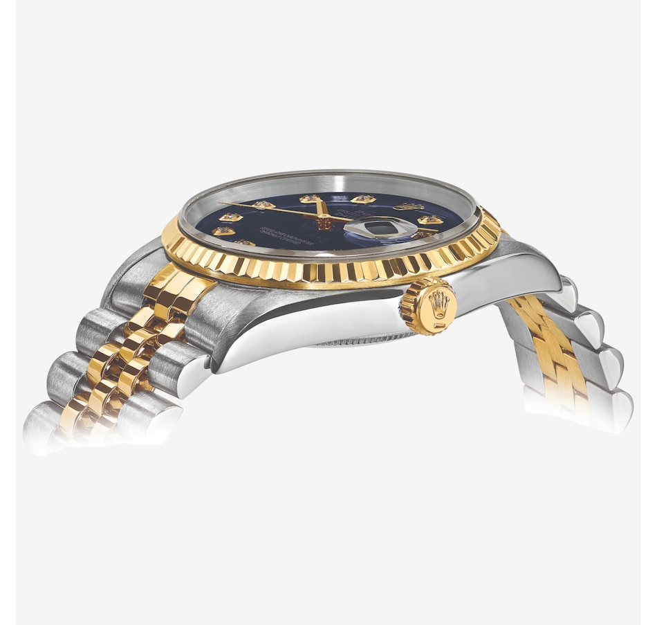 Image 748536_ALTMORE1.jpg, Product 748-536 / Price $16,299.99, Swiss Crown Pre-Owned Rolex - Independently Certified - 36-mm Two-Tone Datejust Watch with Jubilee Bracelet and Blue Diamond Dial from Swiss Crown on TSC.ca's Jewellery department