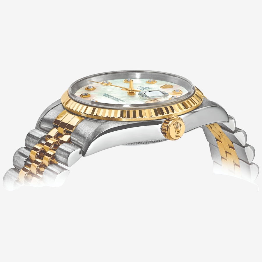 Image 748537_ALTMORE1.jpg, Product 748-537 / Price $17,299.99, Swiss Crown Pre-Owned Rolex - Independently Certified - 36-mm Two-Tone Datejust Watch with Jubilee Bracelet and Mother-of-Pearl Diamond Dial from Swiss Crown on TSC.ca's Jewellery department