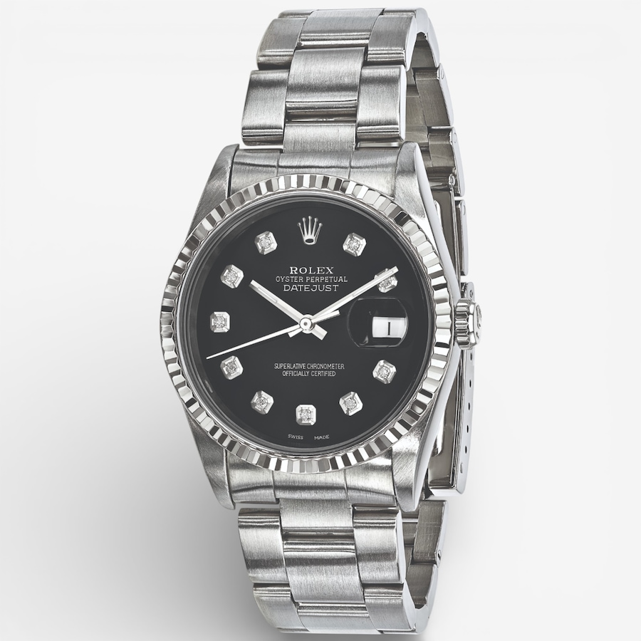 Image 748539.jpg, Product 748-539 / Price $15,499.99, Swiss Crown Pre-Owned Rolex - Independently Certified - 36-mm Stainless Steel Datejust Watch with Oyster Bracelet and Black Diamond Dial from Swiss Crown on TSC.ca's Jewellery department